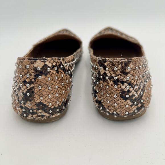 Steve Madden Feather Studded Loafer Flat Womens 6.5 Snake Print Leather Reptile - Picture 6 of 8